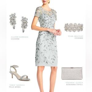 NWT Adrianna Papell Sage Green Sequin Cocktail Dress size 4